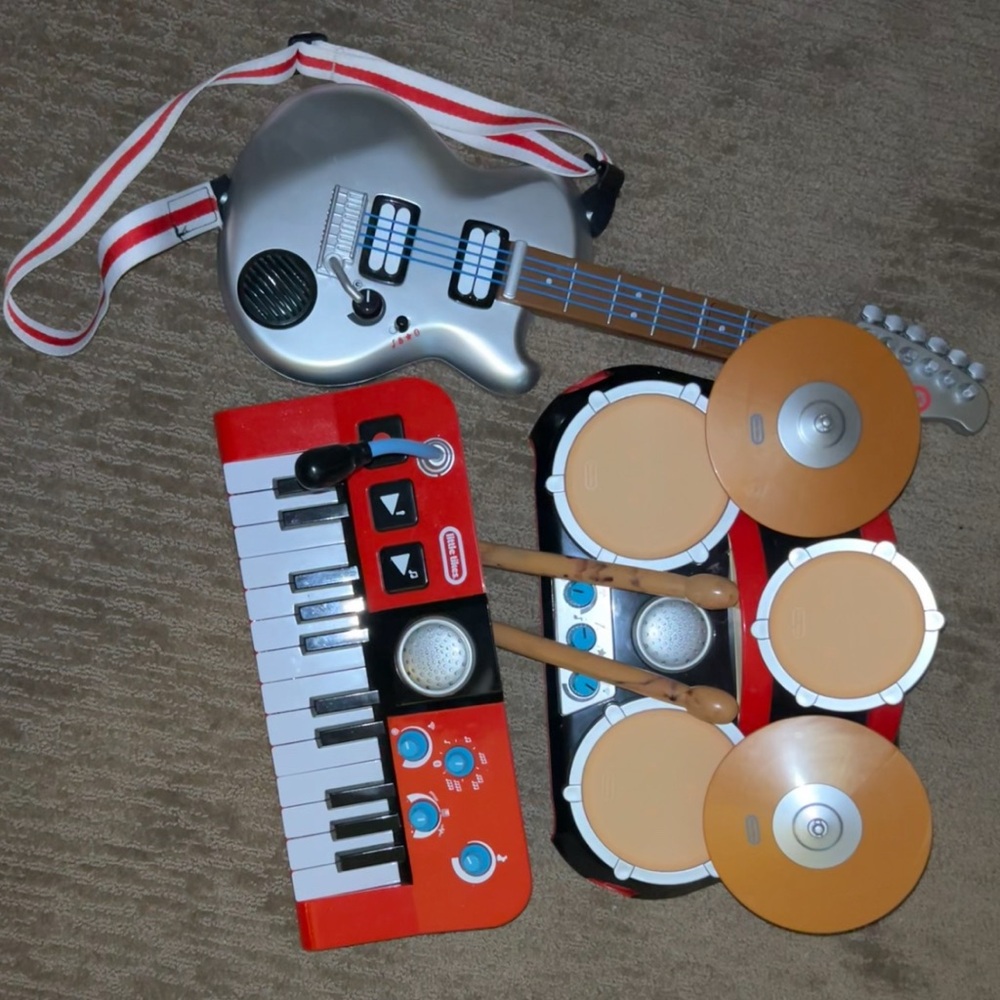 SOLD - Children's Musical Toy Set with Silver Guitar